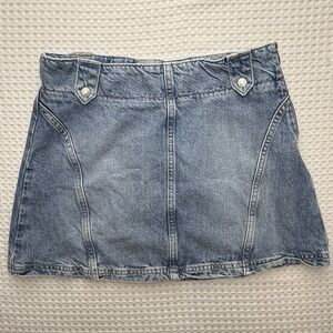 Free People We the Free Runaway Denim Jean Mini Skirt Button Details Women's 27